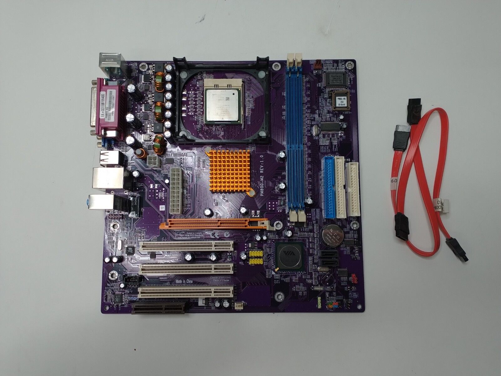 ECS PM800-M2 Motherboard Socket 478 Intel Celeron 2.93 GHz DDR1 w/ I/O Shield