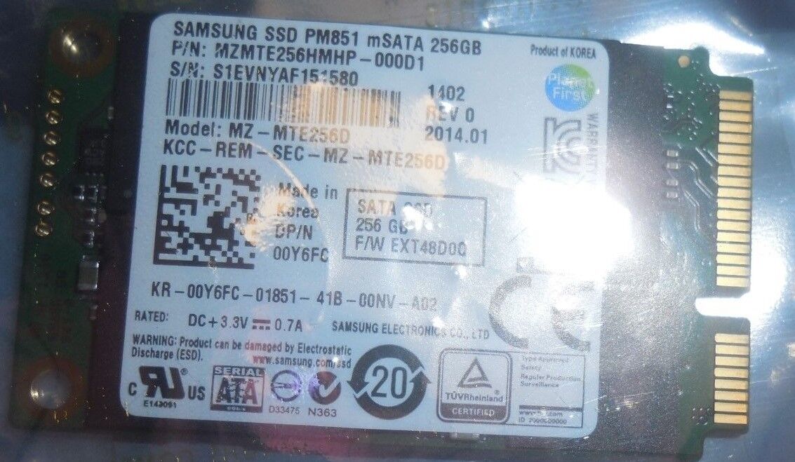 SAMSUNG SSD PM851 MSAT 256 GB HARD DRIVE OY6FC - MZ-MTE256D