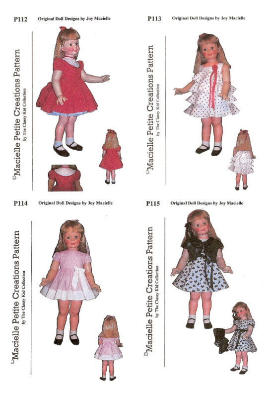 For Patti Playpal  Splendor Dress Patterns - Set B