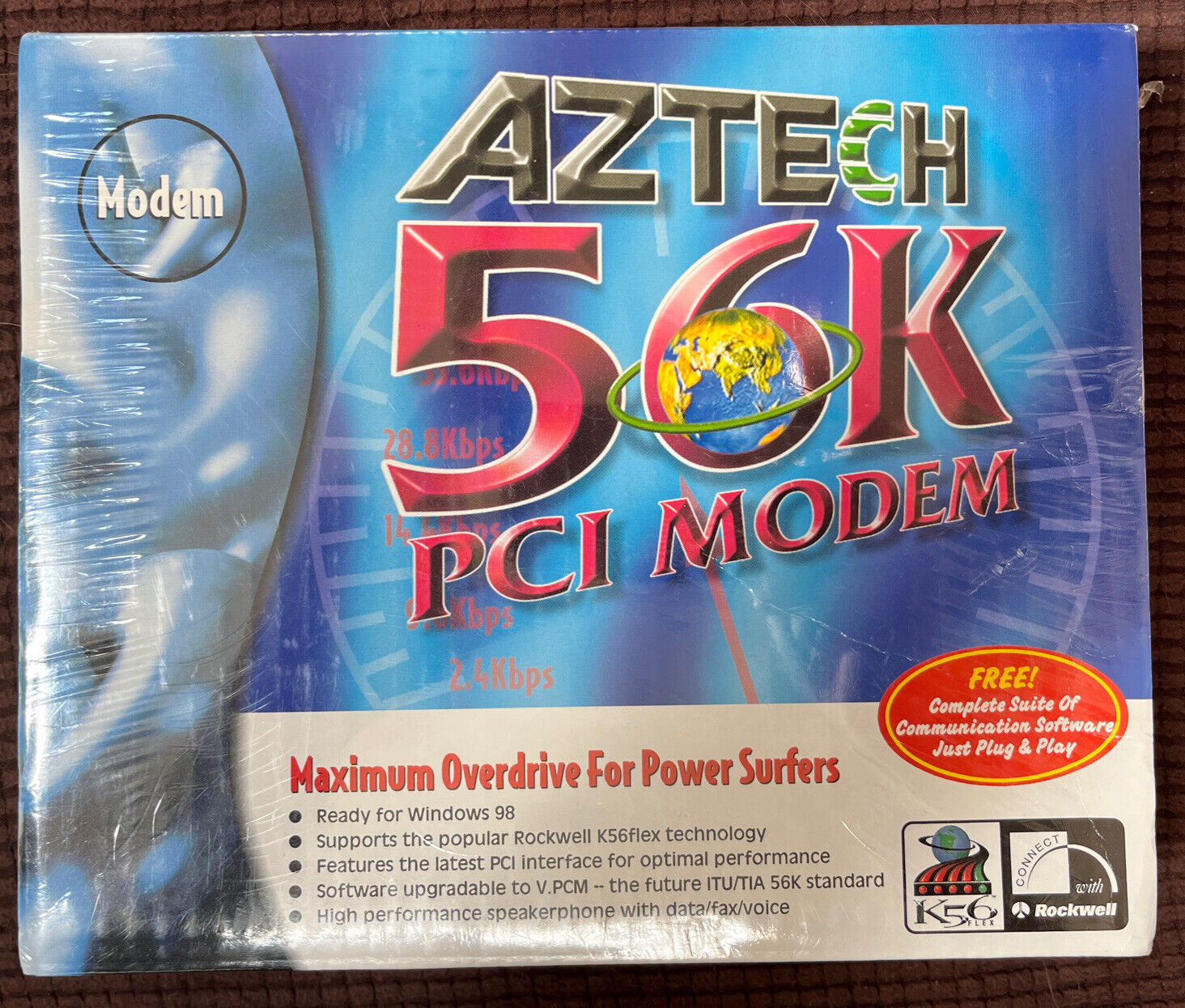 Vtg Retro Gaming Aztech 56k PCI Modem brand new, still sealed in package