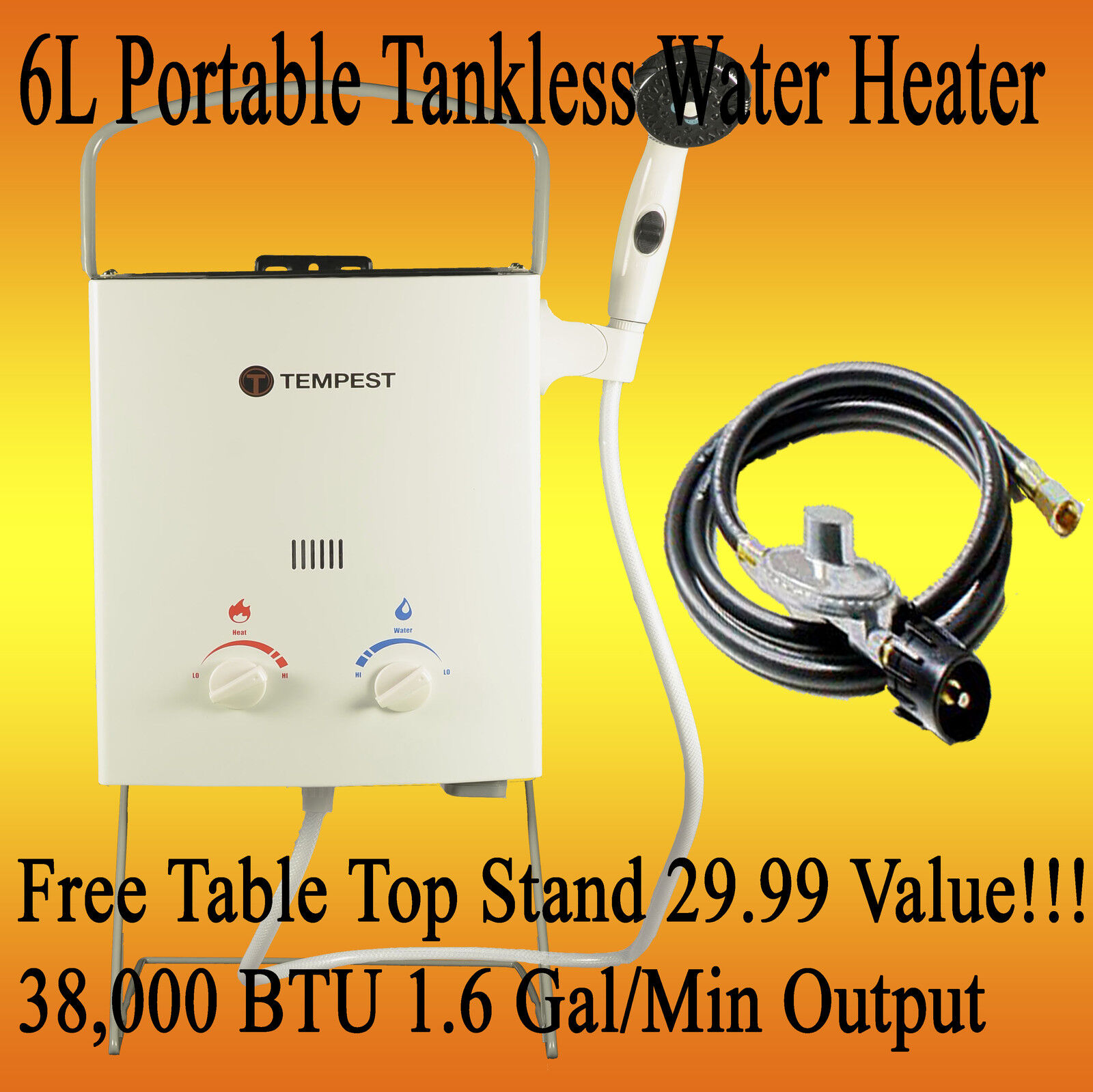 NEW 6L Portable Tankless Camping, Concession, Outdoor RV Hot Water Heater Shower