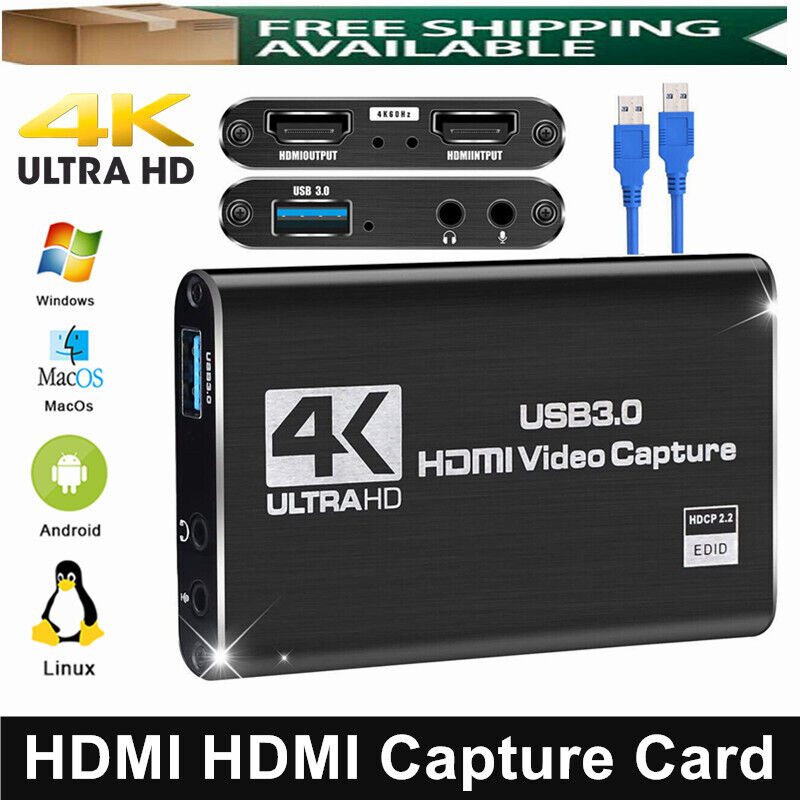 4K Audio Video Capture Card USB 3.0 HDMI Video Capture Device Full HD Recording