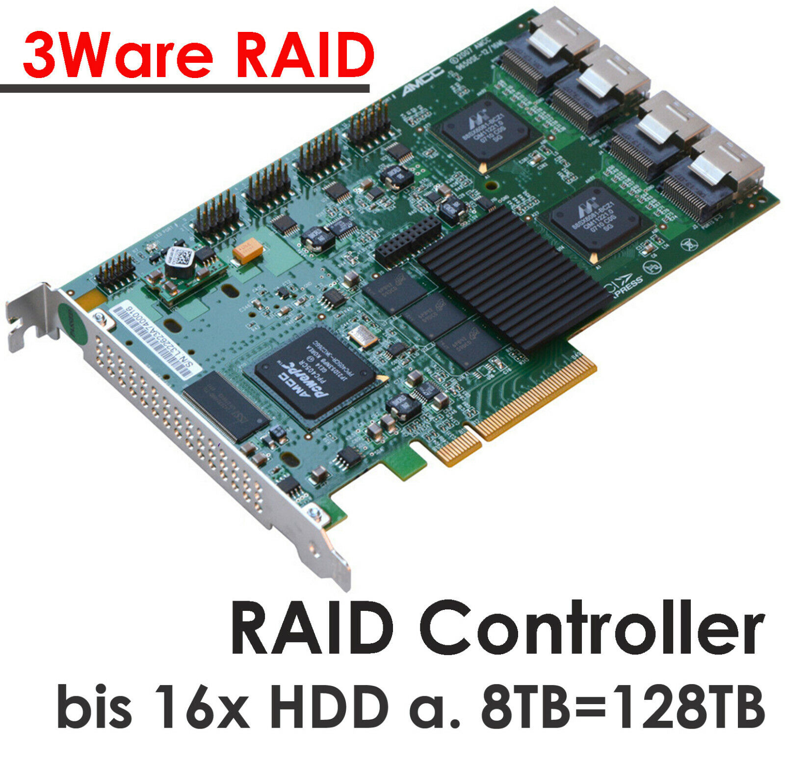 Pcie 8x S-ATA Raid Controller Lsi 3ware 9650SE-0.5oz Cable For 16 Hdds A.8TB