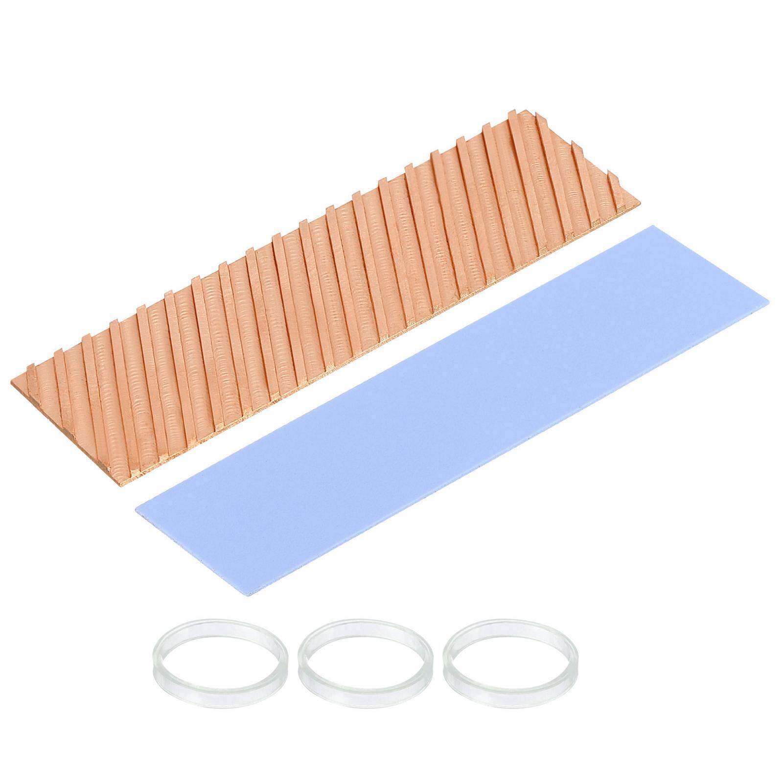 Copper Heatsink 70x20x1.5mm W Thermal Pad Rubber Ring for M.2 SSD Module