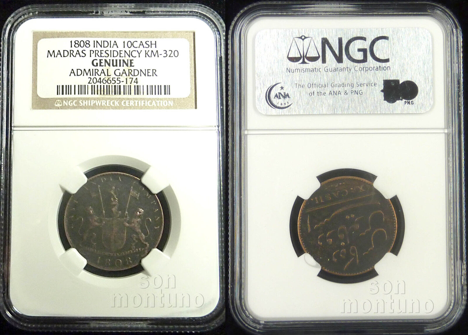NGC CERTIFIED 1808 ADMIRAL GARDNER Genuine Shipwreck Treasure Coin EAST INDIA CO