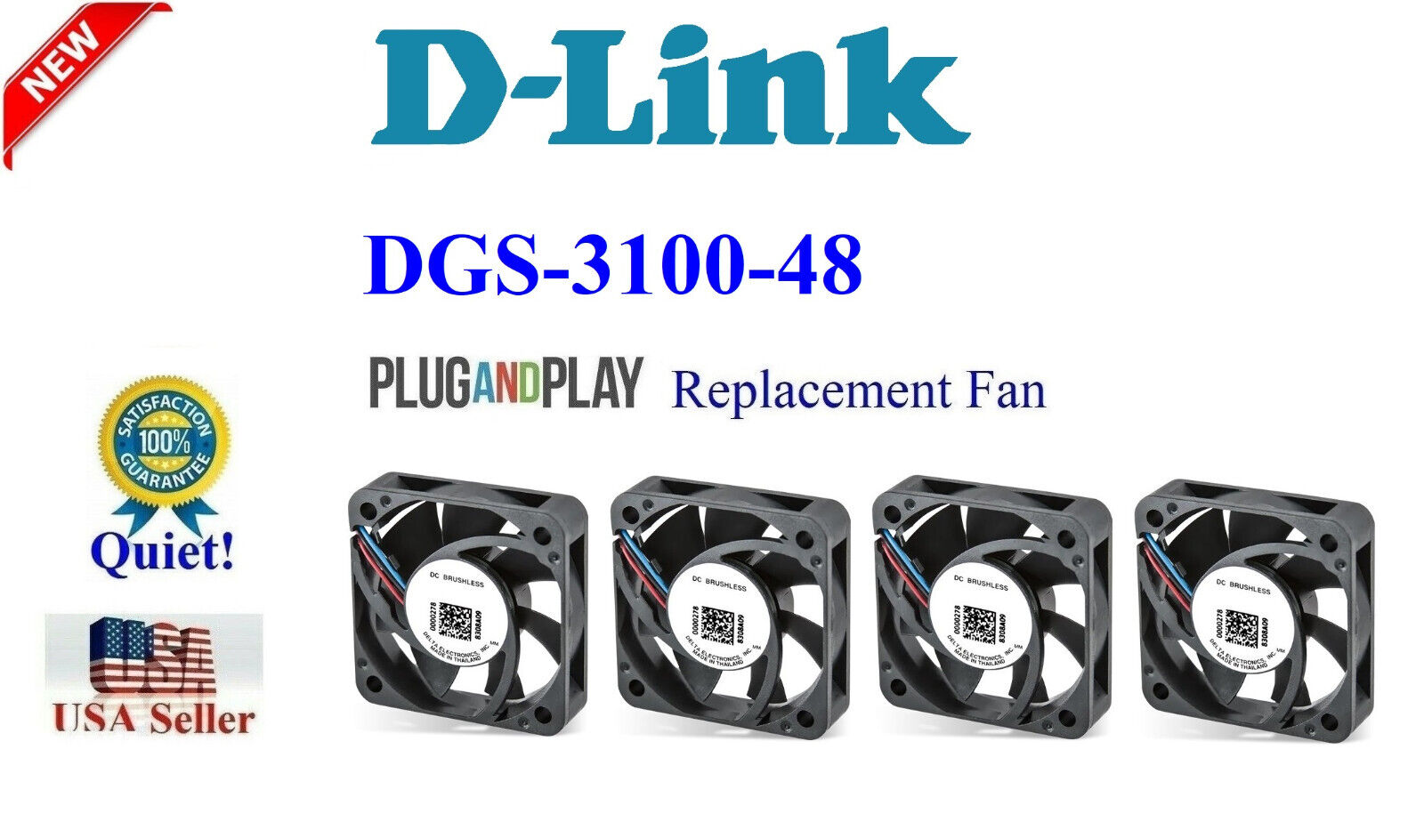 4x new Quiet Replacement Fans for D-Link DGS-3100-48 