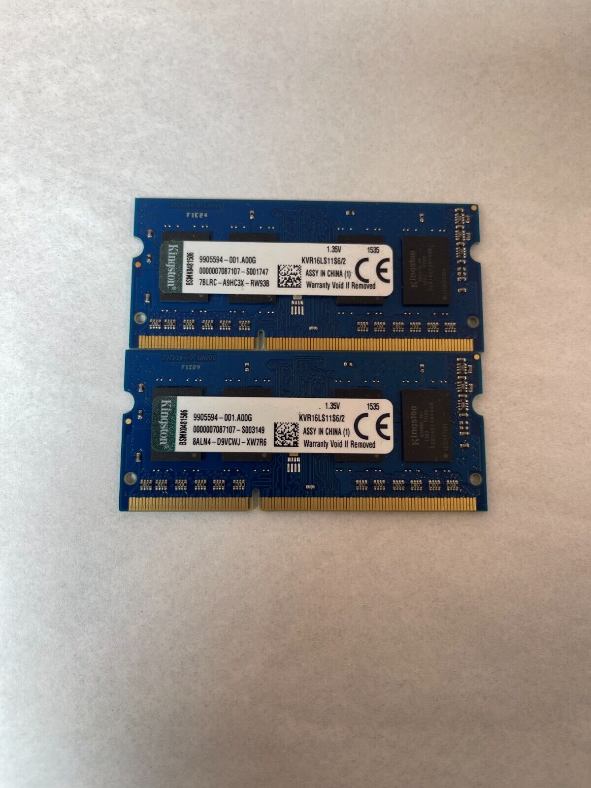2x Kingston kvr16ls11s6/2 RAM modules