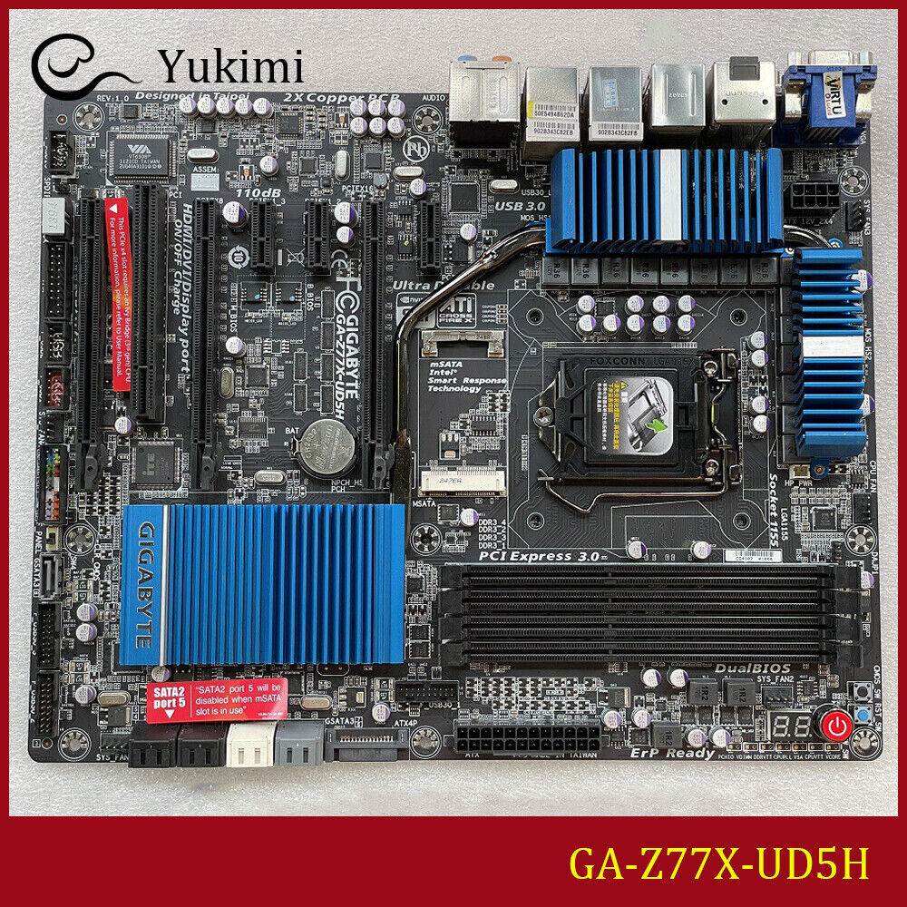 FOR GIGABYTE GA-Z77X-UD5H 32GB HDMI DVI VGA LGA 1155 Motherboard Test OK