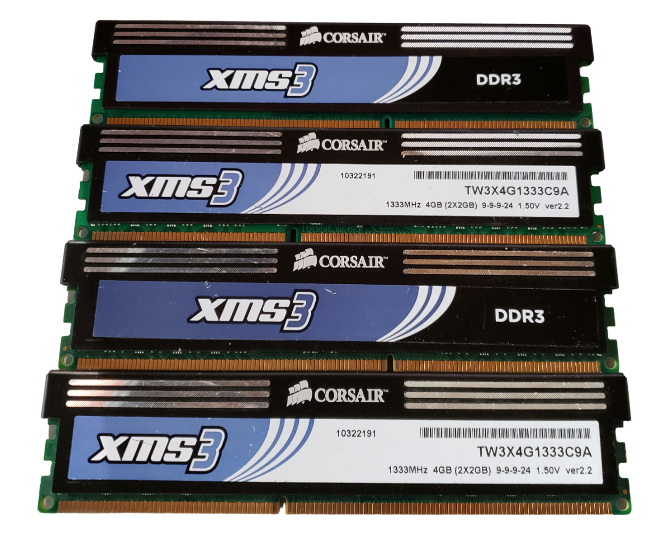 (4 Piece) Corsair XMS3 TW3X4G1333C9A DDR3-1333 8GB (4x2GB) Memory