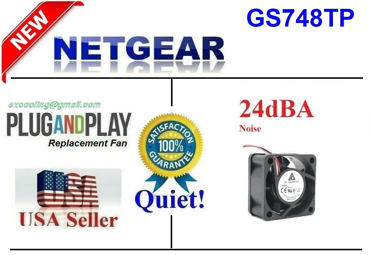 1x *Quiet* Replacement Fan for NETGEAR GS748TP 24dBA noise best for Home Network