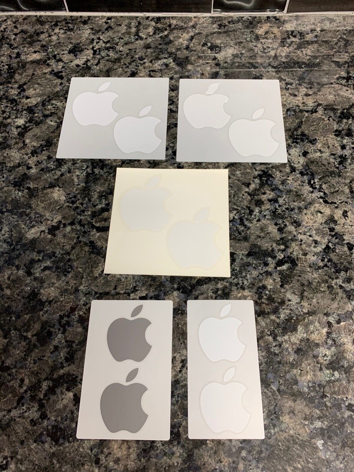 Genuine OEM Apple White Logo Sticker Decal 5 Pack 2 Stickers Mac 8 White 2 Gray