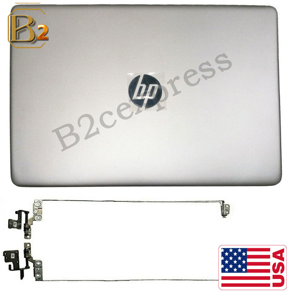 New HP 15DW 15-dw1xxx 15-dw2xxx 15S DU LCD Back Cover Silver L52012-001+Hinges