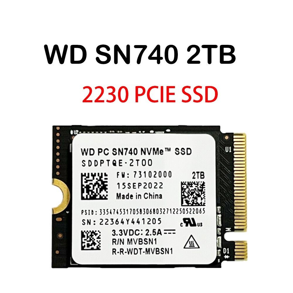WD SN740 2TB M.2 2230 SSD NVMe PCIe4x4 For Steam Deck ASUS ROG Dell Laptop