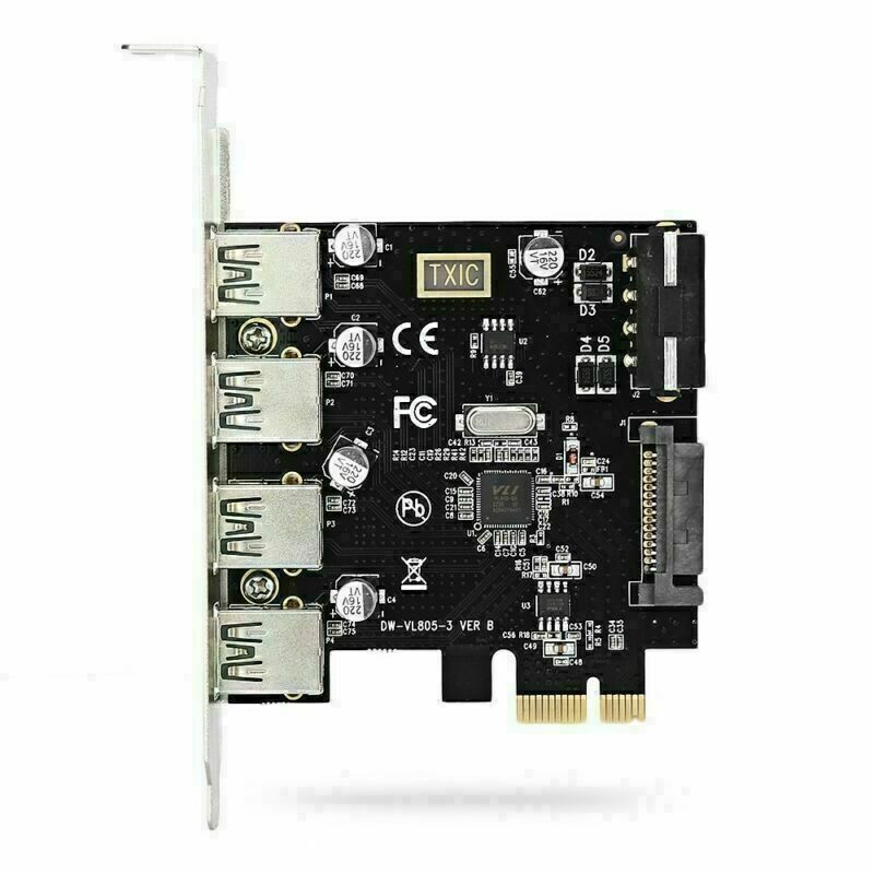 4 Ports HUB PCI-E to USB 3.0 HUB PCI Express Expansion Card Adapter USA