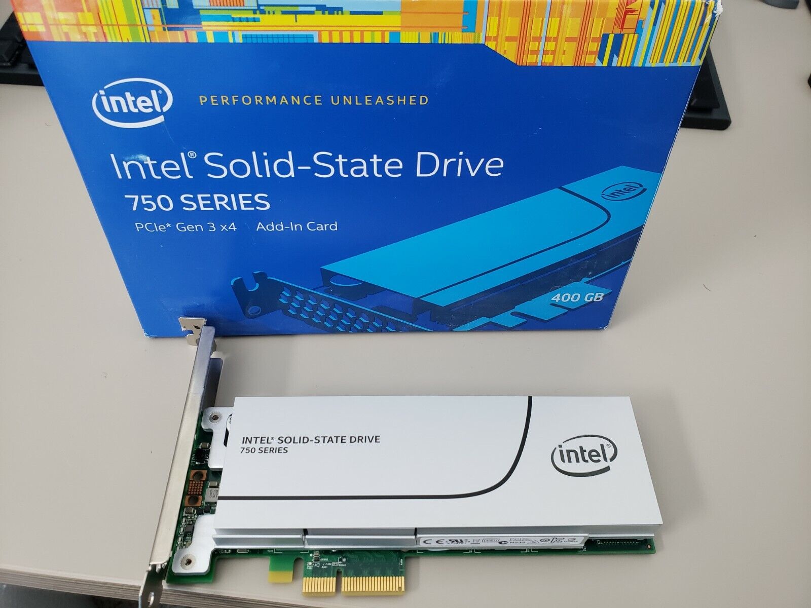 Barely used Intel Solid-State Drive 750 Series 400GB in original box