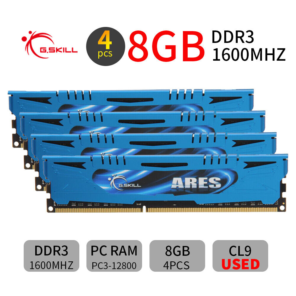 G.Skill Ares 32GB 16GB 8GB 4G DDR3 1600MHz CL9 PC3-12800U Desktop Memory RAM LOT