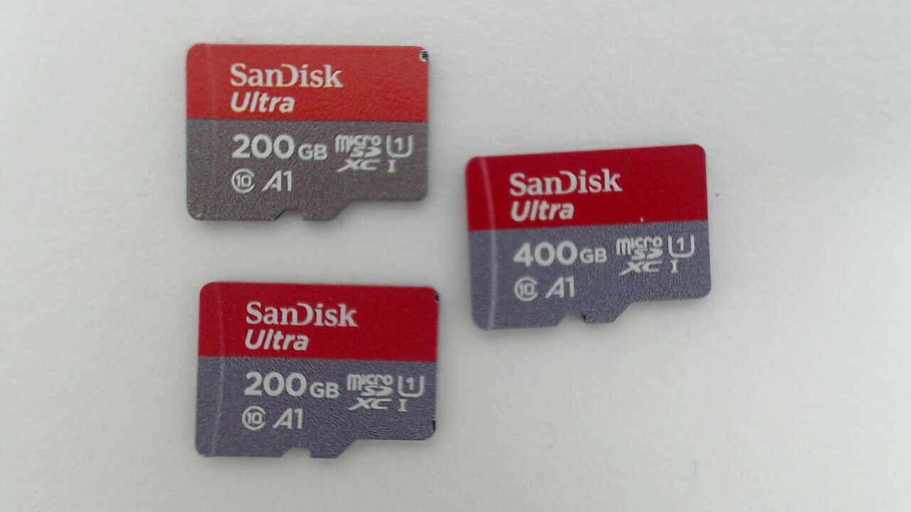 Lot of 3 - 2 200GB & 1 400GB SanDisk Ultra Micro SD Memory Card