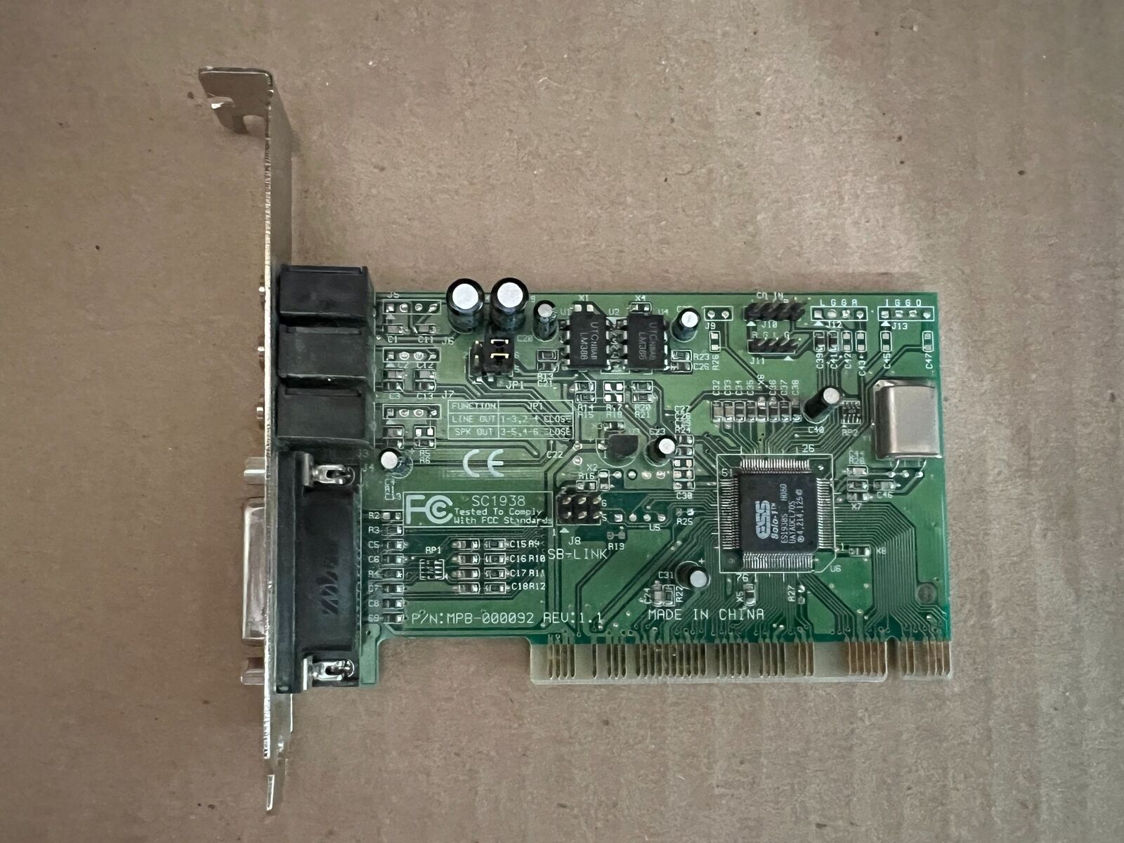 VTG ESS ES1938S SOLO-1 PCI SOUND CARD MPB-000092 REV. 1.0 SC1938 D3-5