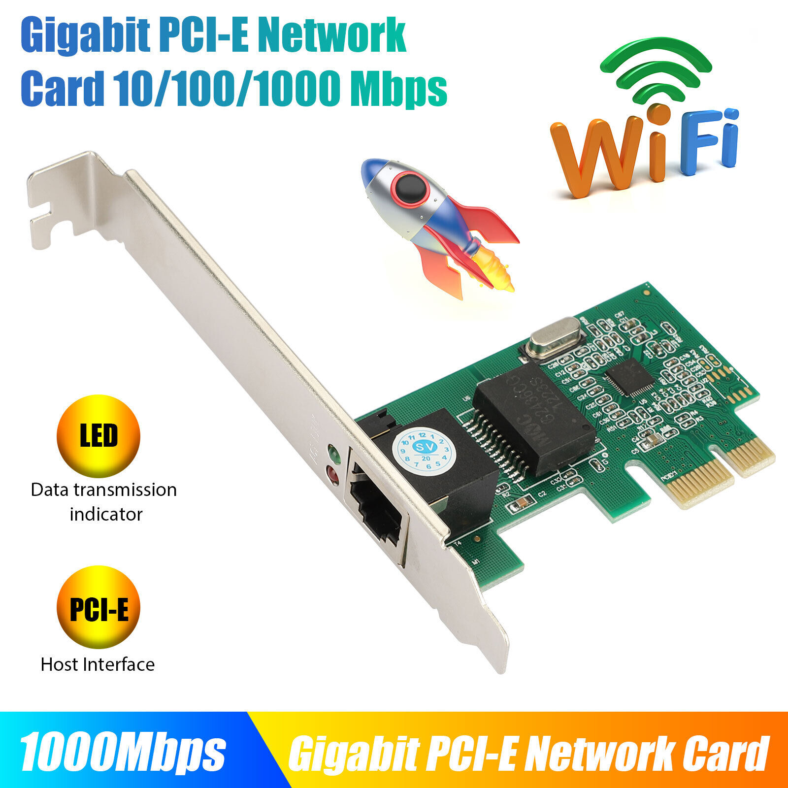 Gigabit Ethernet LAN Low Profile PCI Express Network Controller 10/100/1000Mbps
