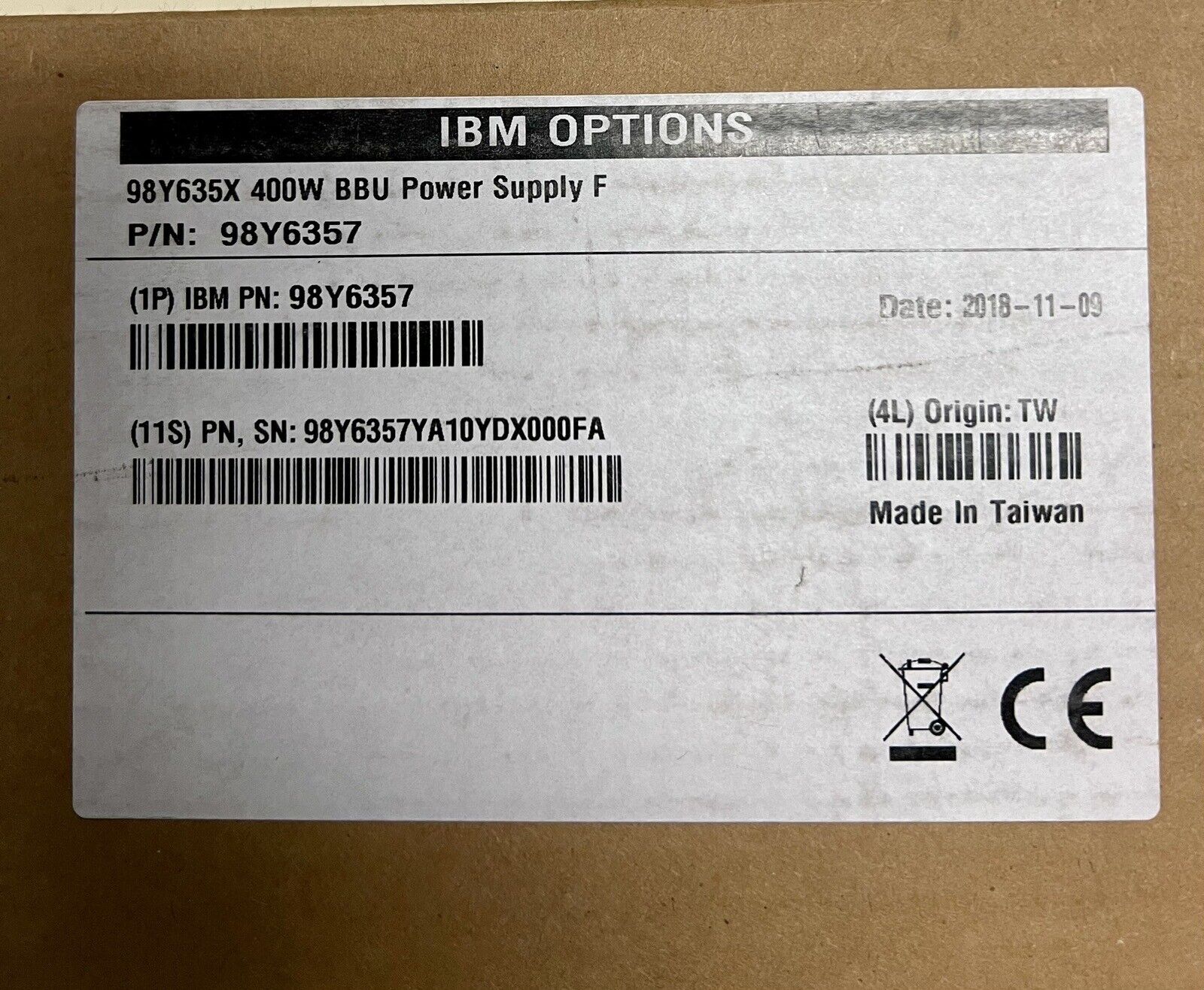 IBM 98Y6357 400W BBU Power Supply F P2C Battery Backup Ready AC Power Supply