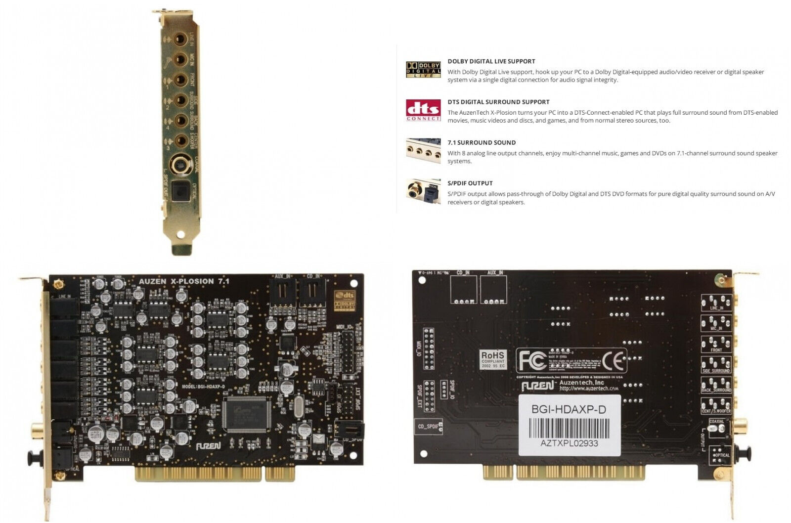 Soundblaster X C-Media Best PCI Audio Card Interface 7.1 Sound Card for Gaming
