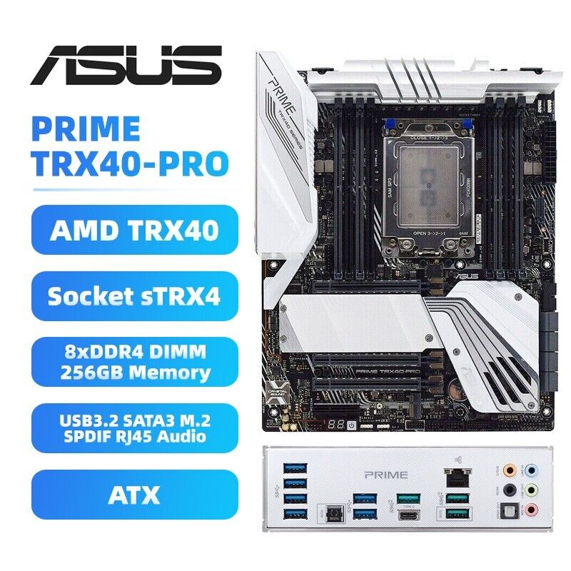 ASUS PRIME TRX40-PRO Motherboard ATX AMD TRX40 Socket sTRX4 DDR4 256GB SATA3 M.2