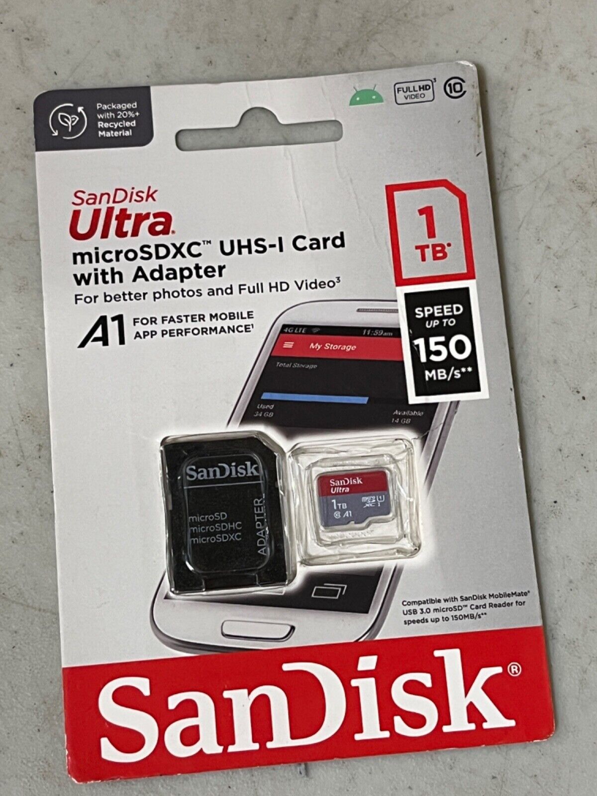 SanDisk Ultra 1TB  MicroSDXC UHS-I Card With Adapter