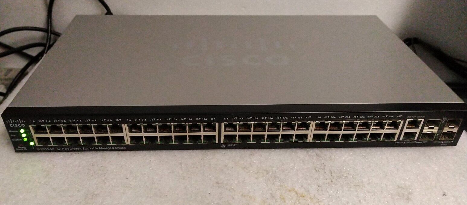 Cisco SG500-52-K9 V02 52-Port Gigabit Stackable Managed Ethernet Switch 
