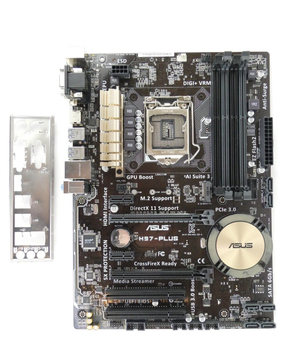 Asus H97-PLUS LGA1150 DDR3 H97 USB3 SATA3 ATX Intel HDMI Motherboard w/IO Shield
