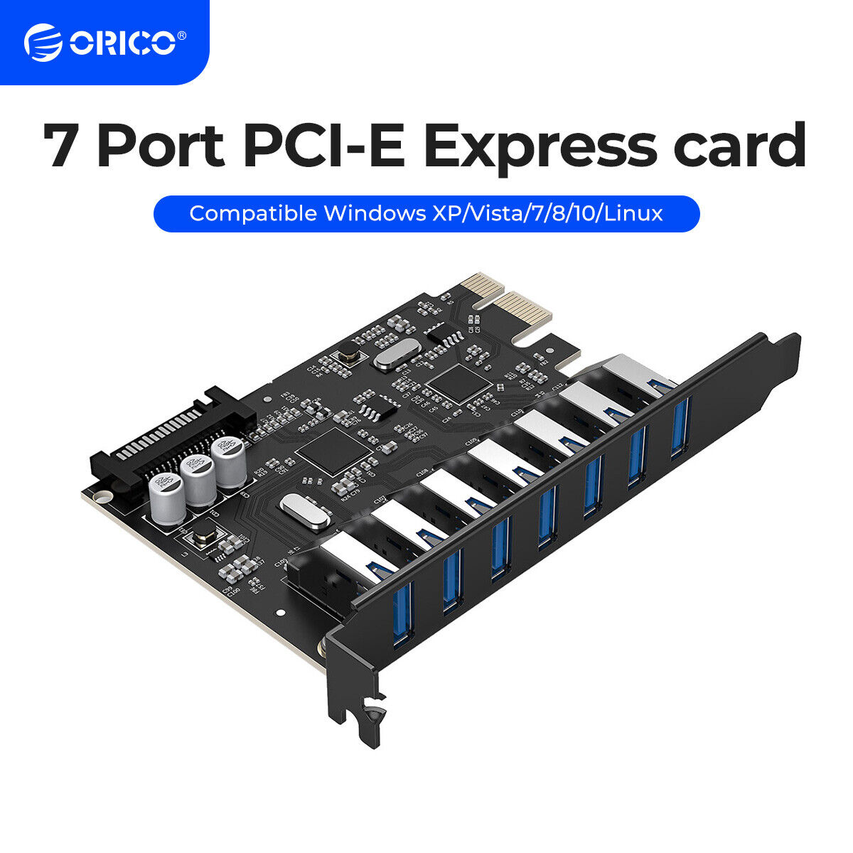 ORICO 7 Port PCI-E to USB 3.0 HUB PCI-Express Expansion Card Adapter for Win7 PC