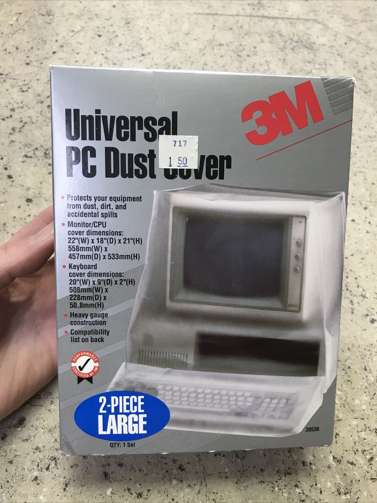 Vintage 1994 3M Universal PC Dust Cover - Monitor Cover Only In Box - Fast Ship