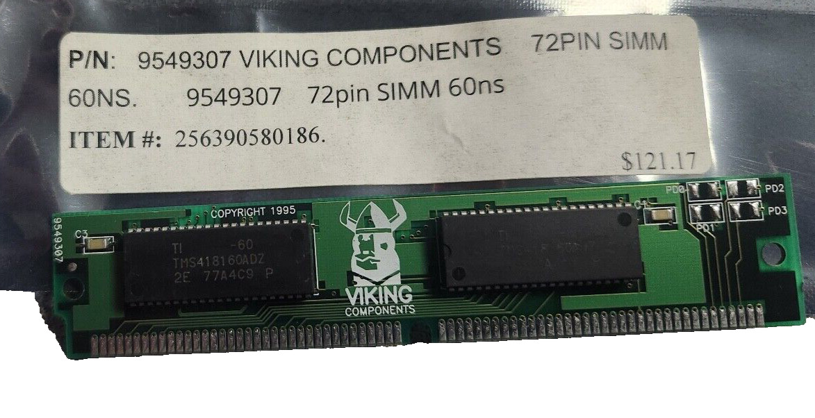 VIKING COMPONENTS MEMORY MODULE  P/N 9549307   72pin SIMM 60ns