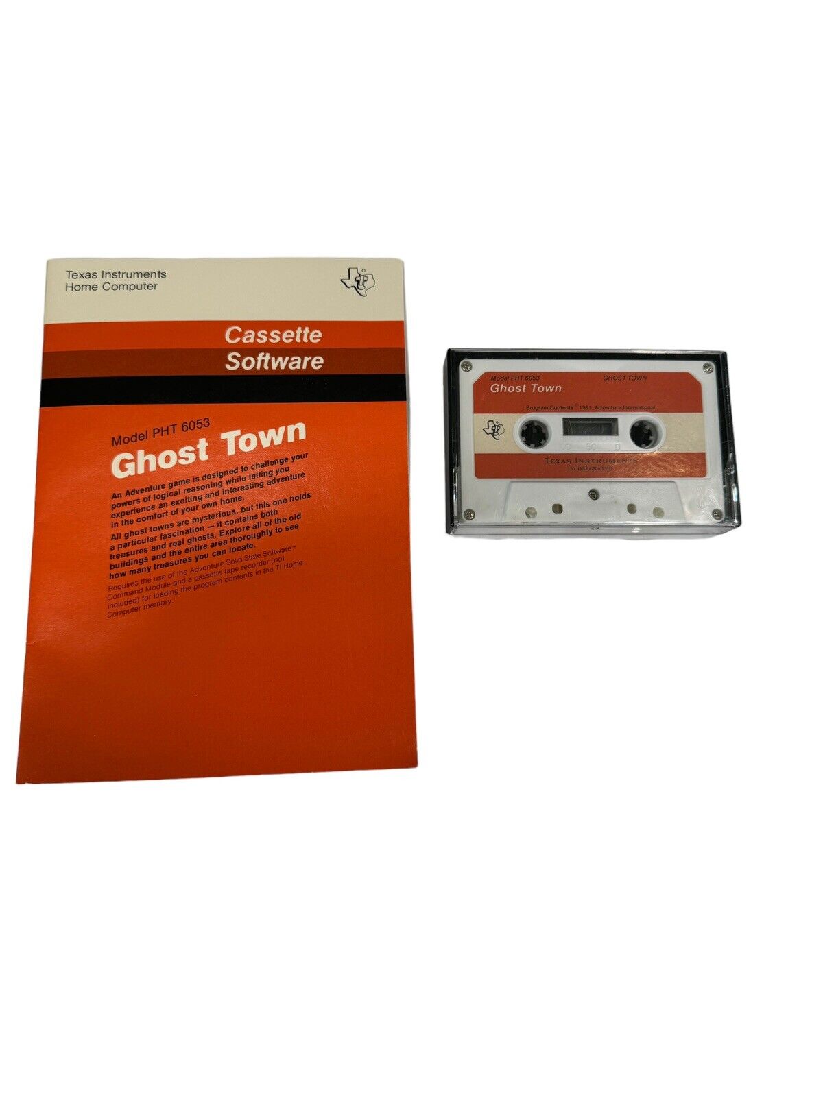 Vintage TI99-4a GHOST TOWN Cassette PHT 6053 W/manual -Tested / Works