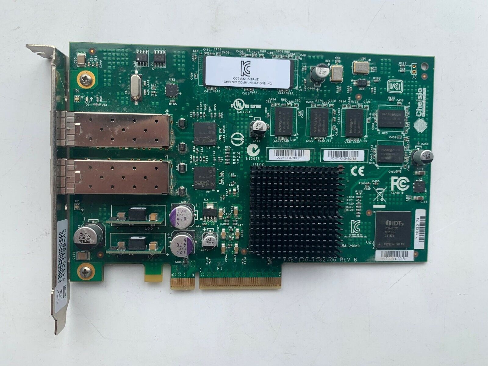 Chelsio PCI-E CC2-S320E-SR 10GbE Dual Port SFP+ Network Card