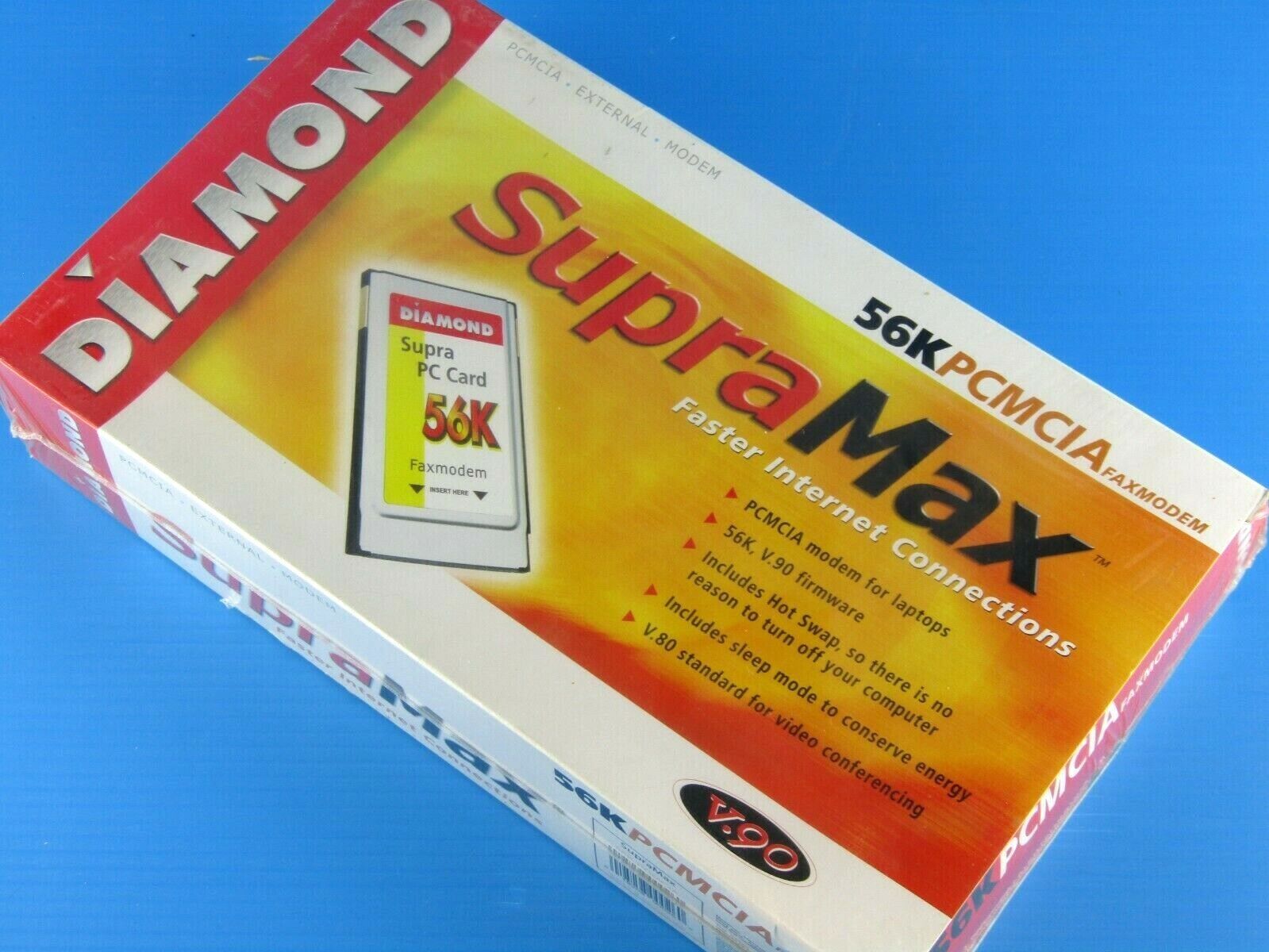 SEALED Diamond SupraMax 56K PCMCIA Fax Modem V.90 With Hot Swap