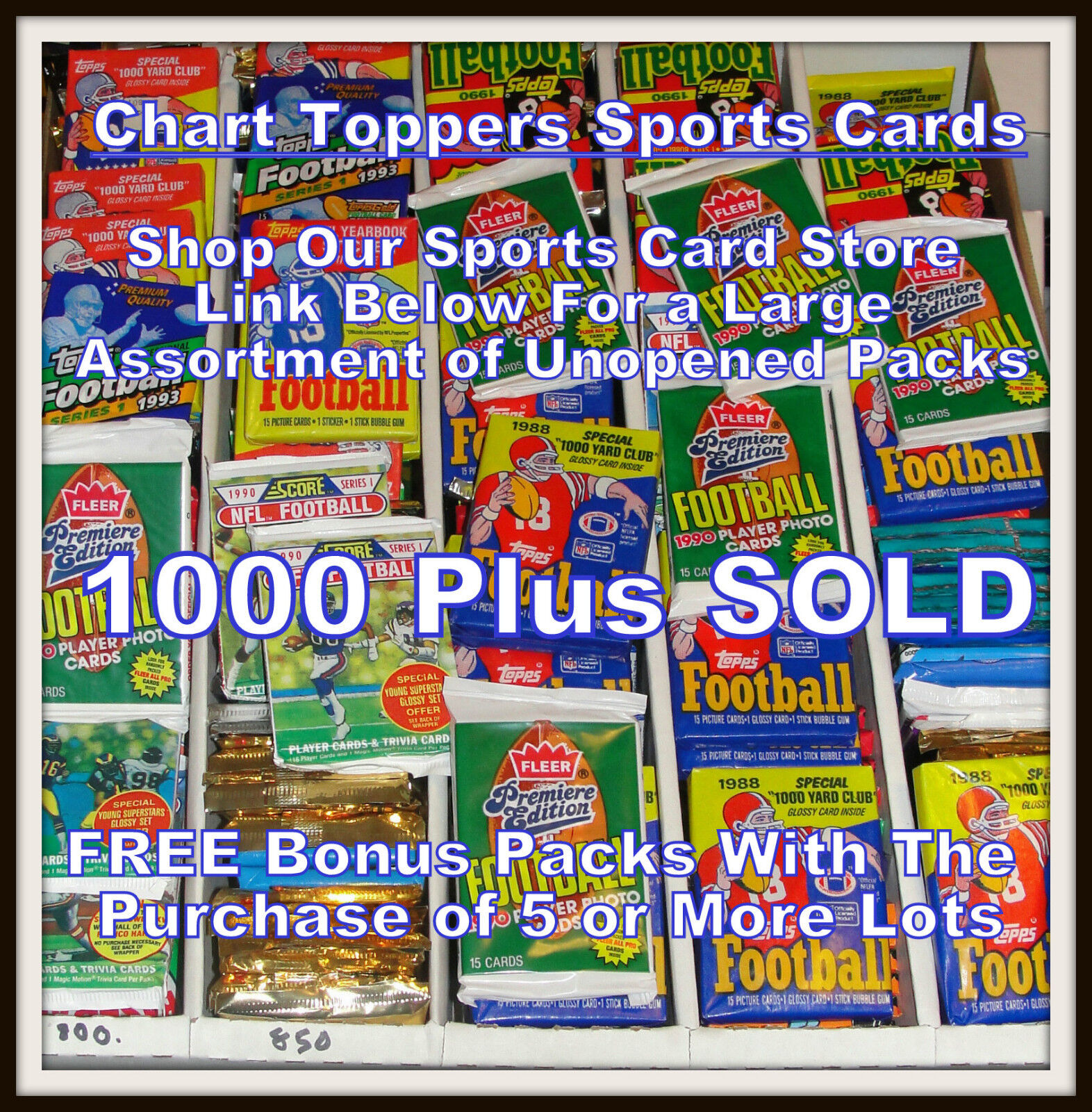 Unopened Old Vintage Football Cards Wax Cello Rack Packs - Huge Lot of 100 Cards