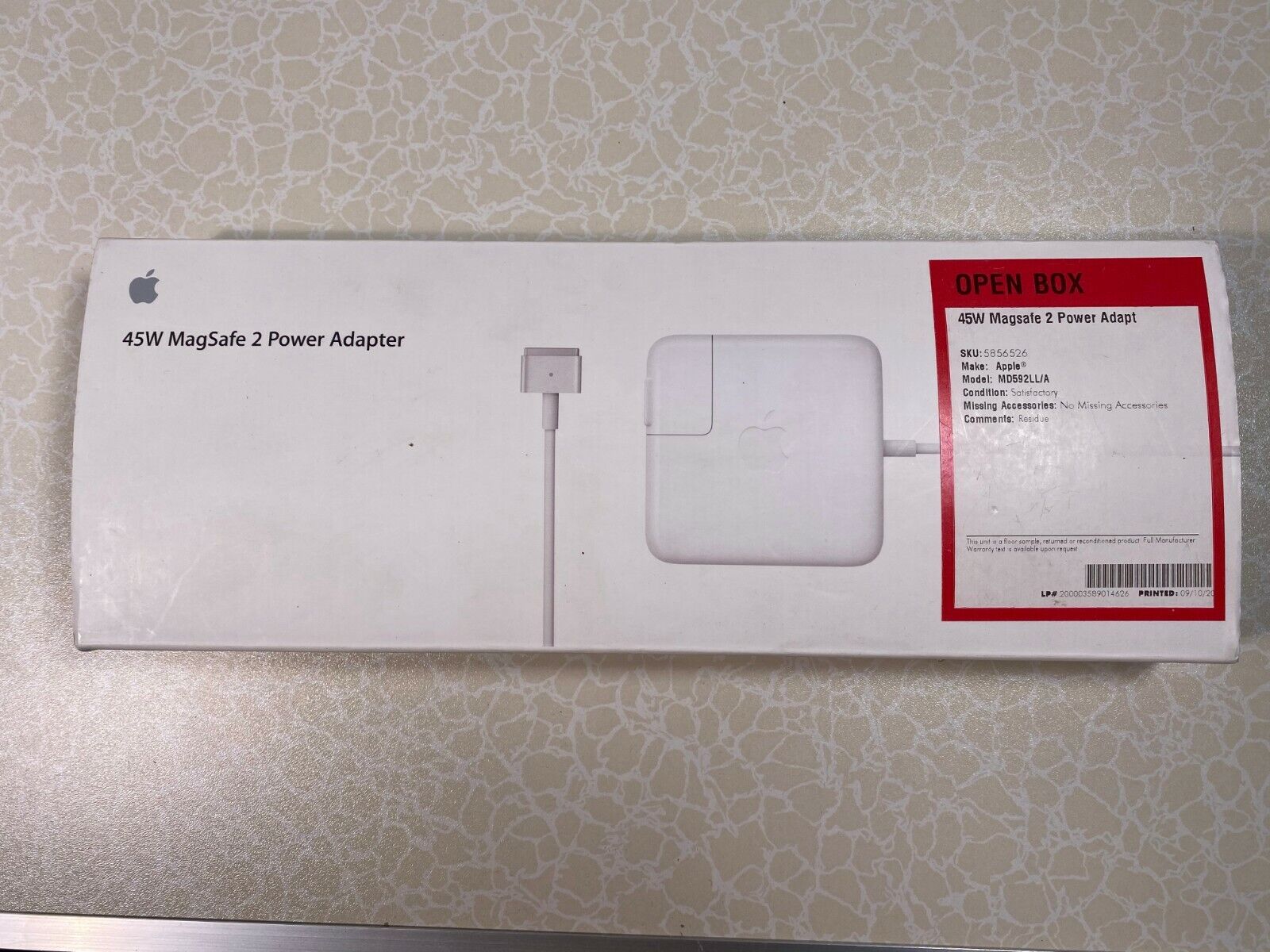 Apple MD592LL/A 45W MagSafe 2 Power Adapter Charger Genuine OEM A1436 - NEW OPEN