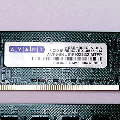 AVANT 4GB RAM (2 STICKS x 2GB each) 240-Pin DDR3-1333 Memory, assembled in USA