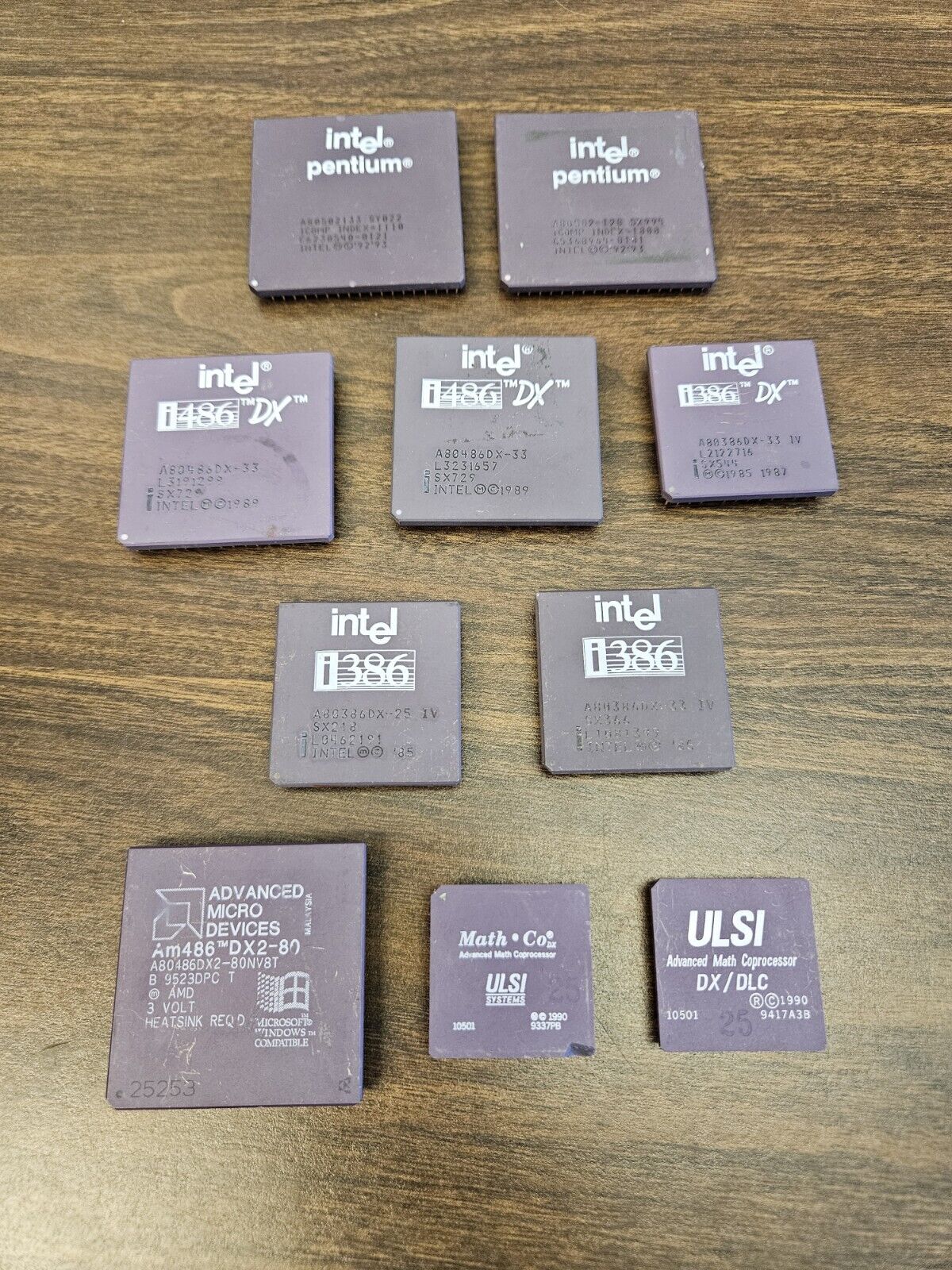 Vintage Rare Mixed Lot Of 10 CPUs Processor Collection/Gold Intel, AMD & ULSI
