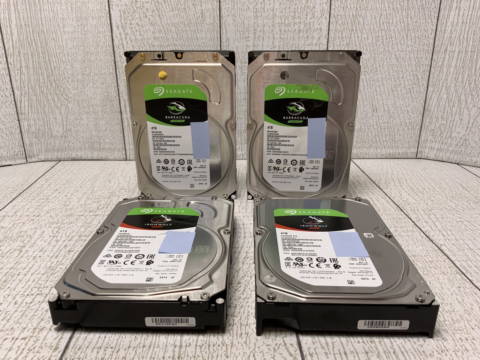Seagate Barracuda 4 TB/IronWolf Pro 4 TB/IronWolf 6 TB **LOT OF 4, FOR PARTS**