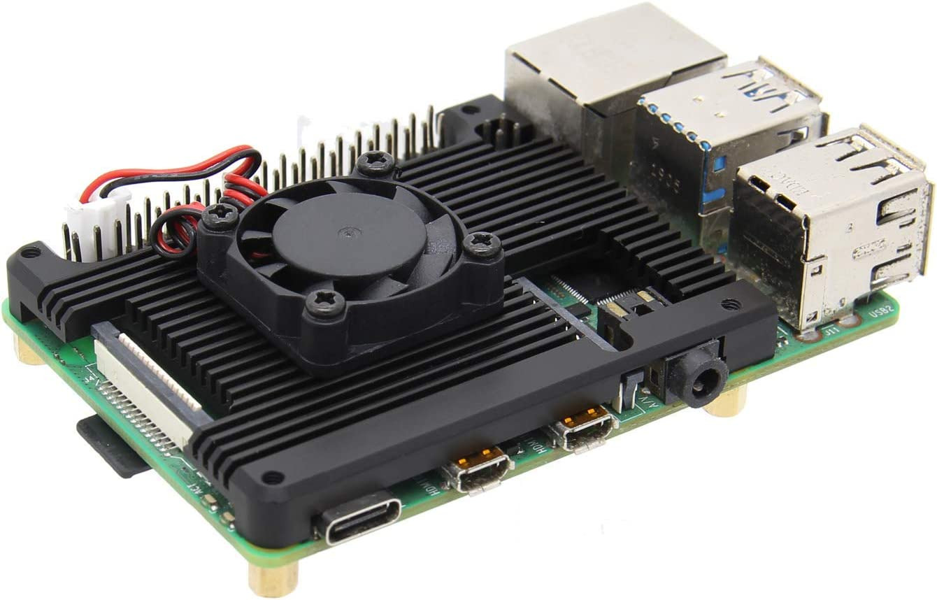 7mm Thickness Embedded Heatsink with Fan (P165-A) for Raspberry Pi 4, Armor Alum