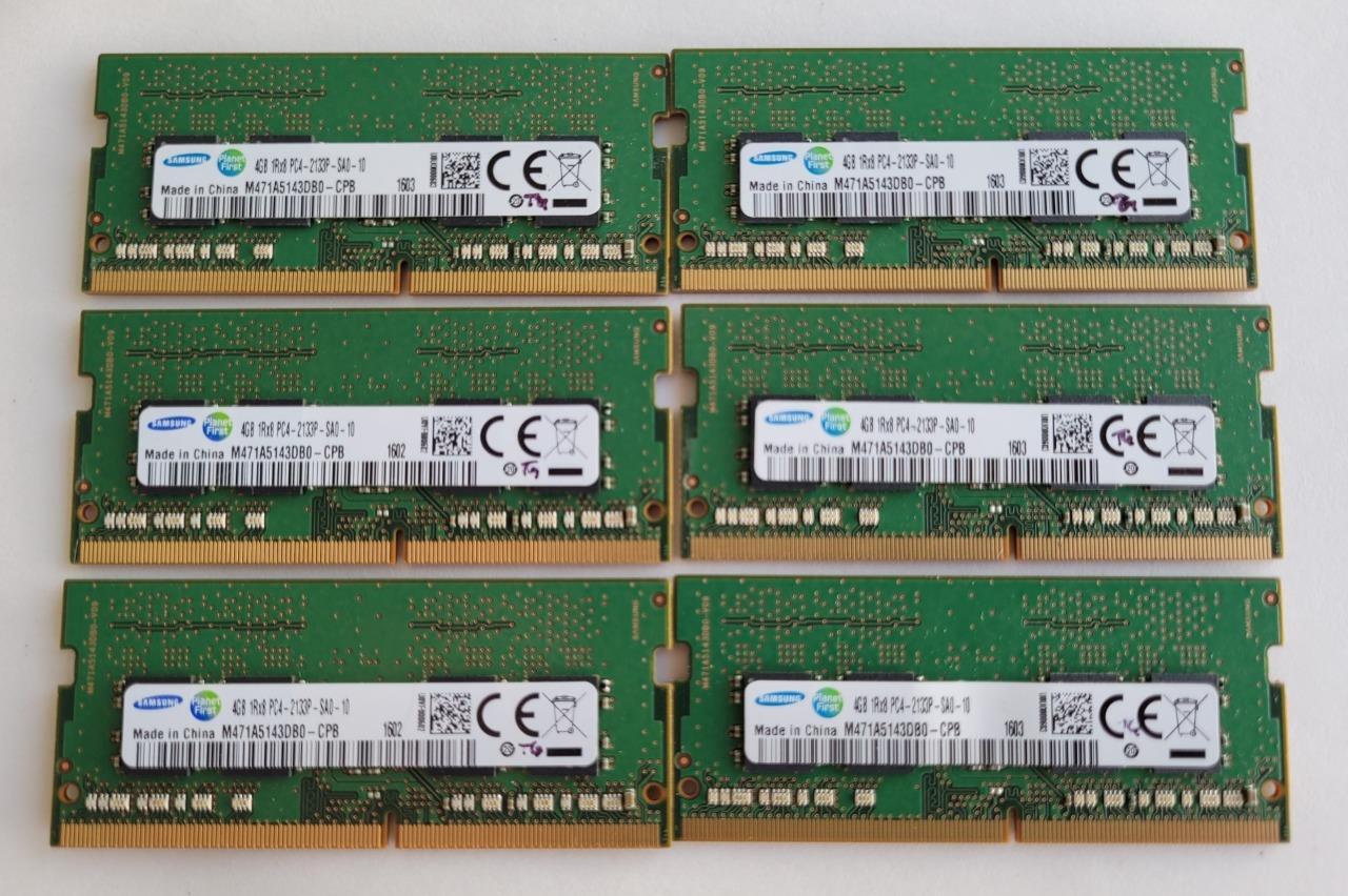 Lot of 6, Samsung PC4-2133P 4GB 1Rx8 SO-DIMM Laptop Memory Sticks