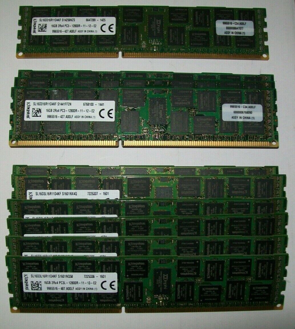 Lot: 10x 16GB Kingston SL16D3L16R11D4KF PC3-12800R ECC DDR3