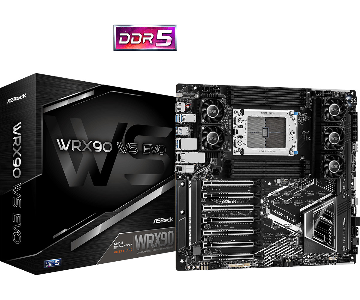 ASROCK WRX90 WS EVO AMD DDR5 PCIe 5.0*16 M.2 Motherboard