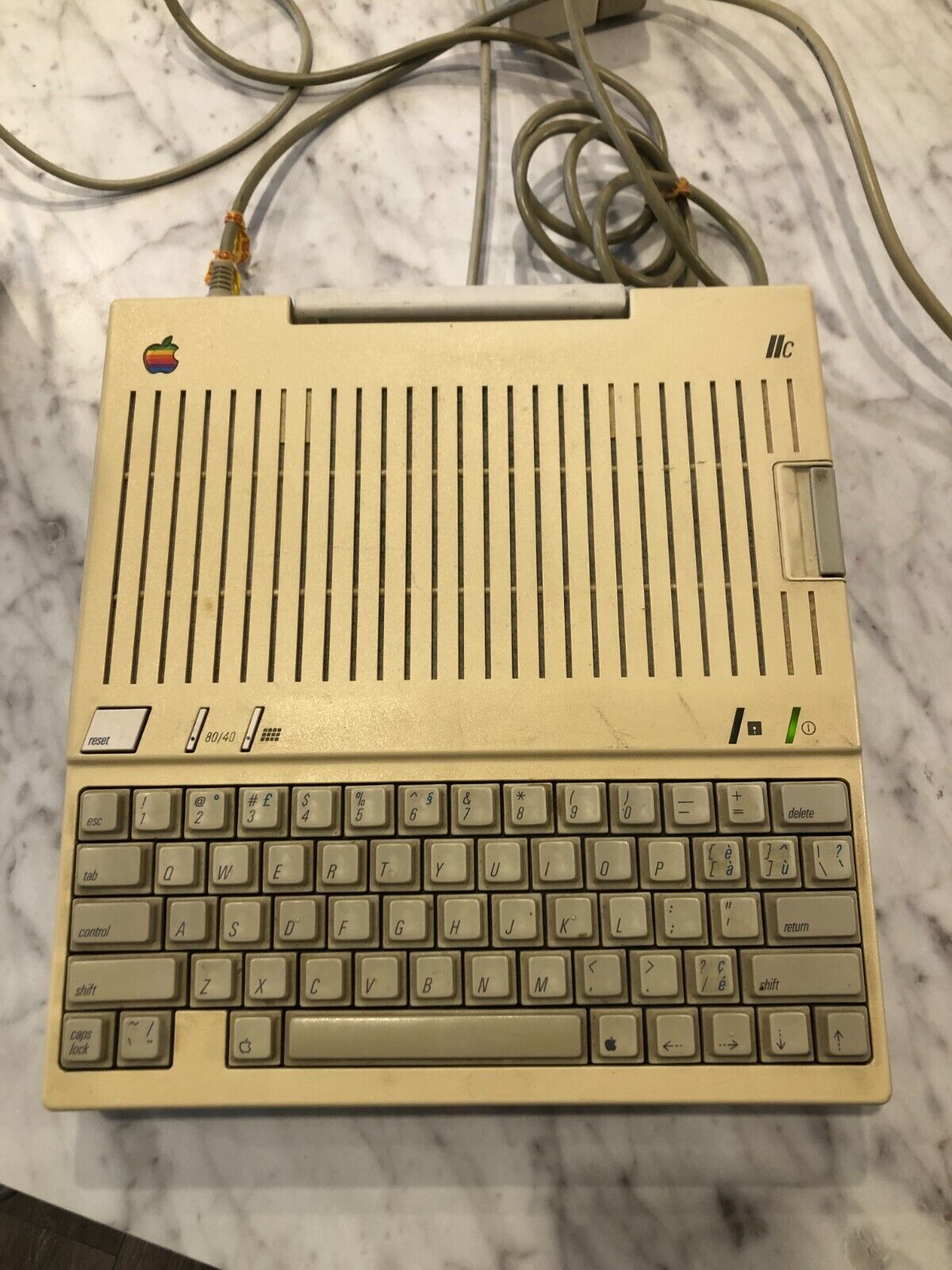 Vintage Apple IIc Computer with Power Supply and RF Cable  For Repair