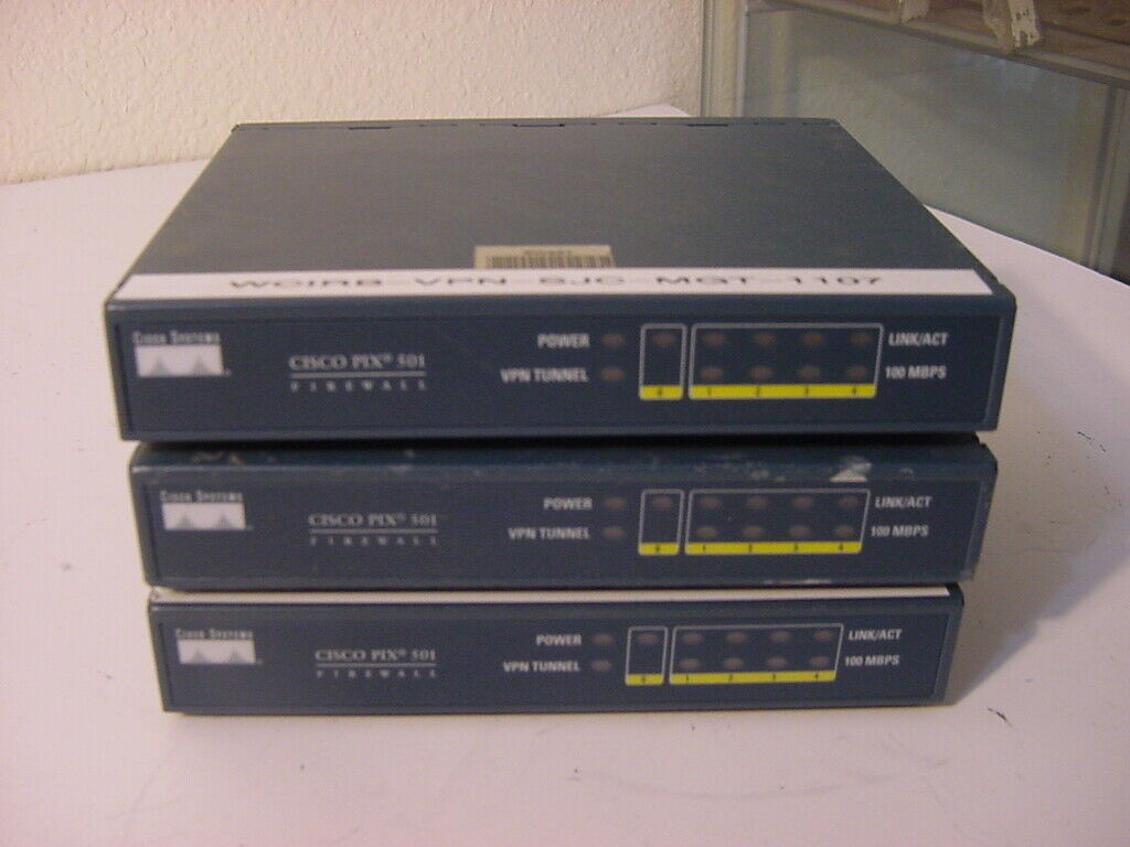 (3) CISCO PIX 501 FIREWALL - NO POWER CORDS INCLUDED