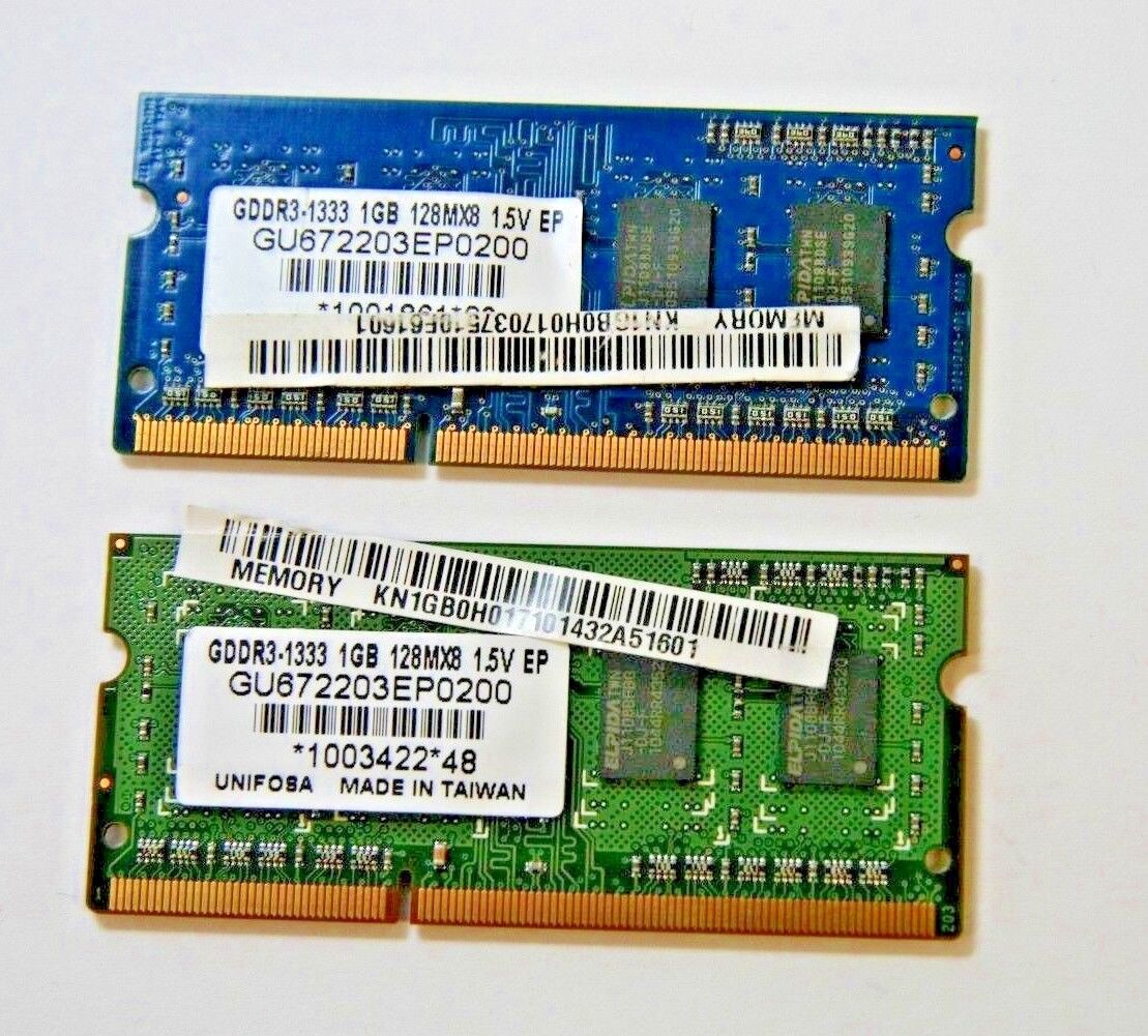 Lot of 2 1GB Acer/Unifosa DDR3-1333 Genuine SODIMM KN.1GB0H.017 GU672203EP0200 6