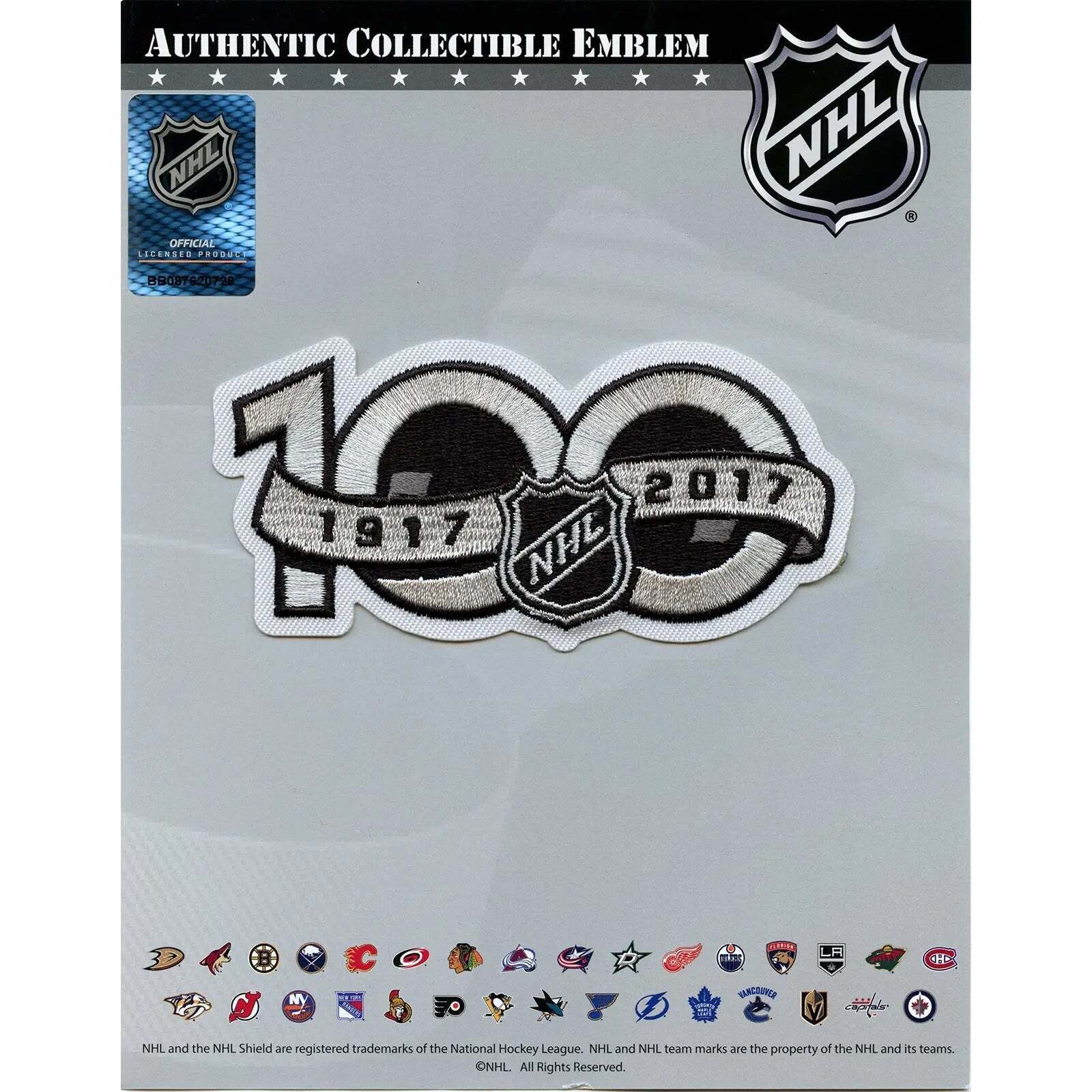 National Hockey League NHL 100th Anniversary Jersey Sleeve Logo Patch 2017 Seaso