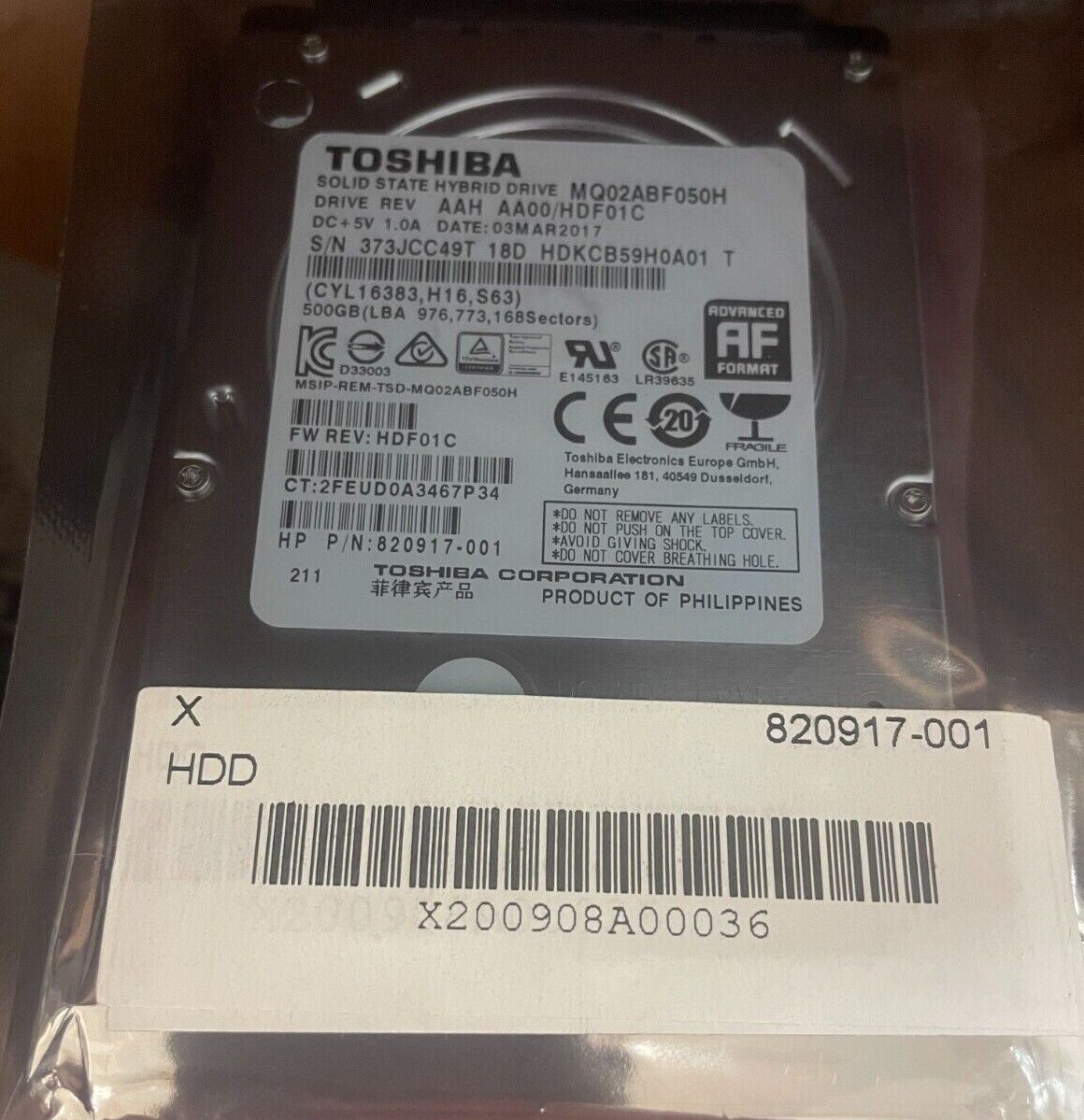 New Toshiba Solid State Hybrid Drive 820917-001 HDD 500GB 
