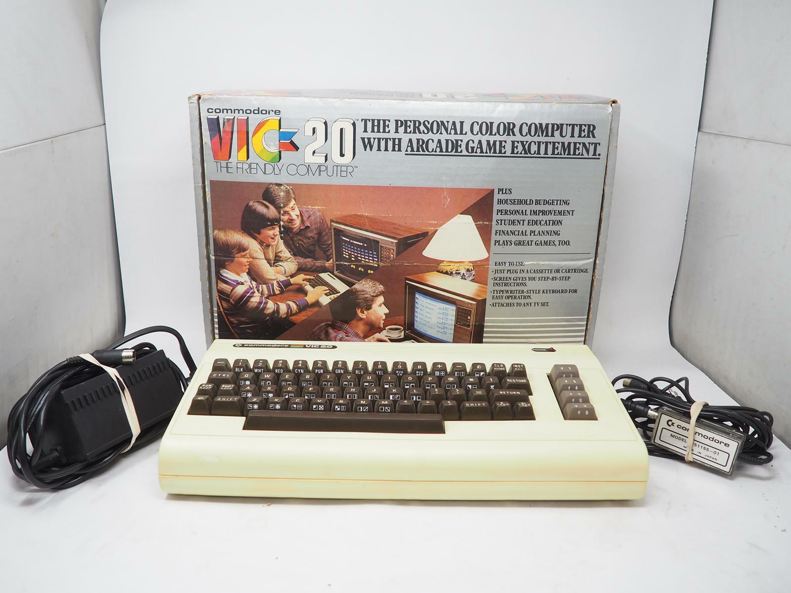 VINTAGE COMMODORE VIC-20 HOME COMPUTER PC W/ ORIGINAL BOX, POWER SUPPLY AND RF